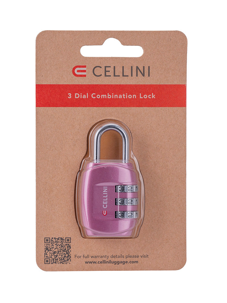 Cellini Accessories 3 Dial Combo Lock Pink