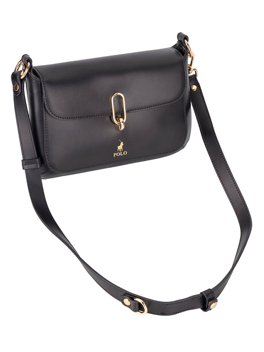 Polo Box Calf Flapover with Lock - Black