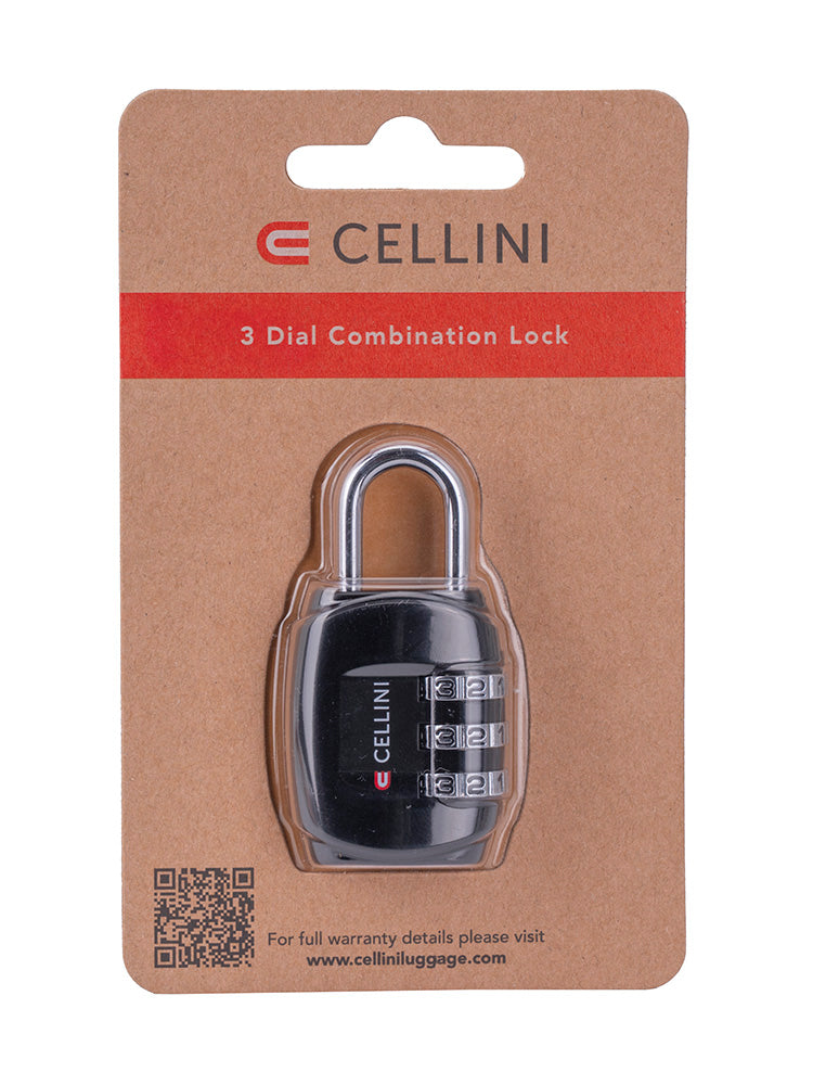 Cellini Accessories 3 Dial Combo Lock Black