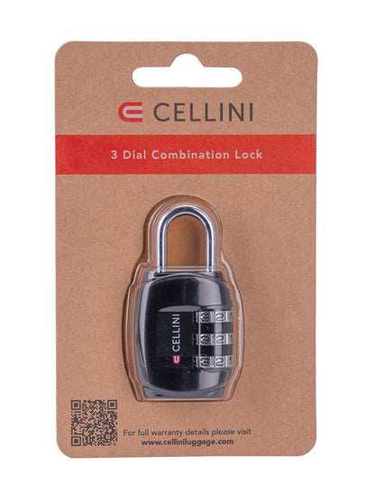 Cellini Accessories 3 Dial Combo Lock Black