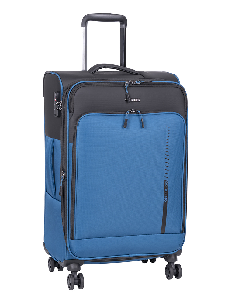 Voyager On The Go Medium 4 Wheel Trolley Case - Blue