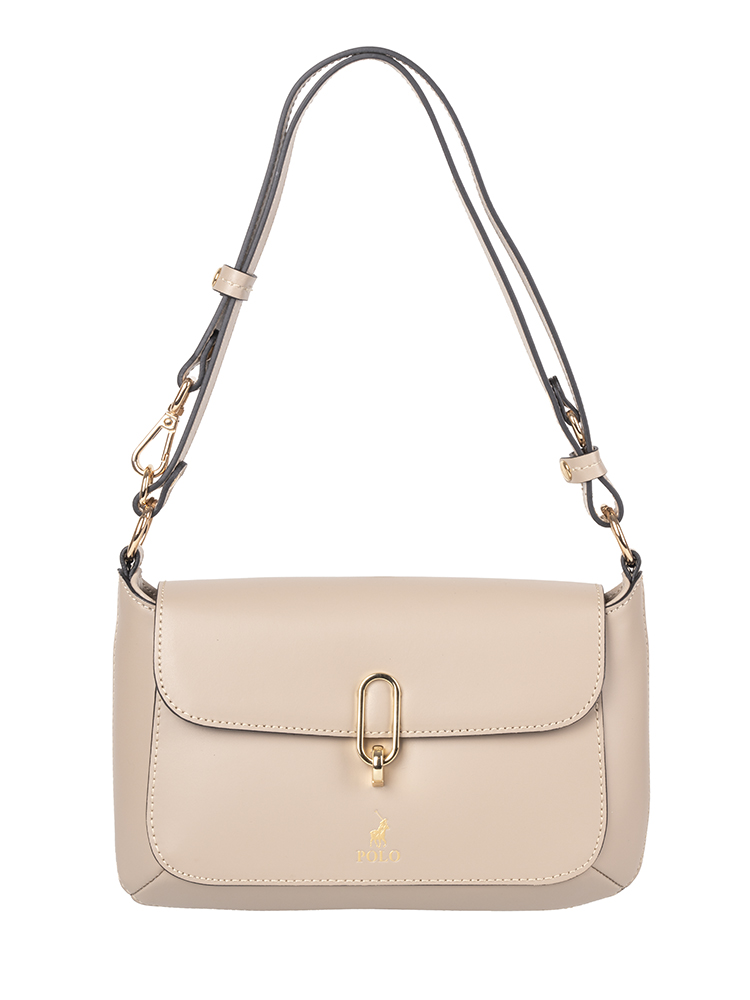 Polo Box Calf Flapover with Lock - Beige