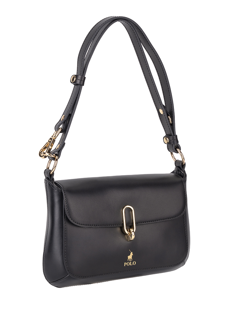 Polo Box Calf Flapover with Lock - Black