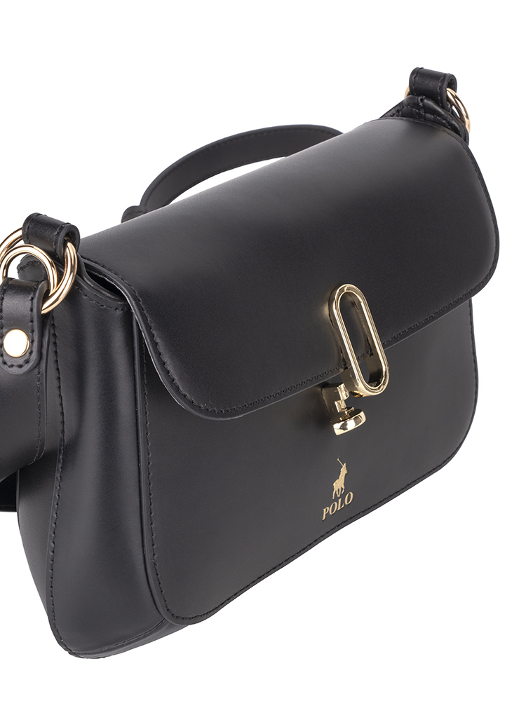 Polo Box Calf Flapover with Lock - Black