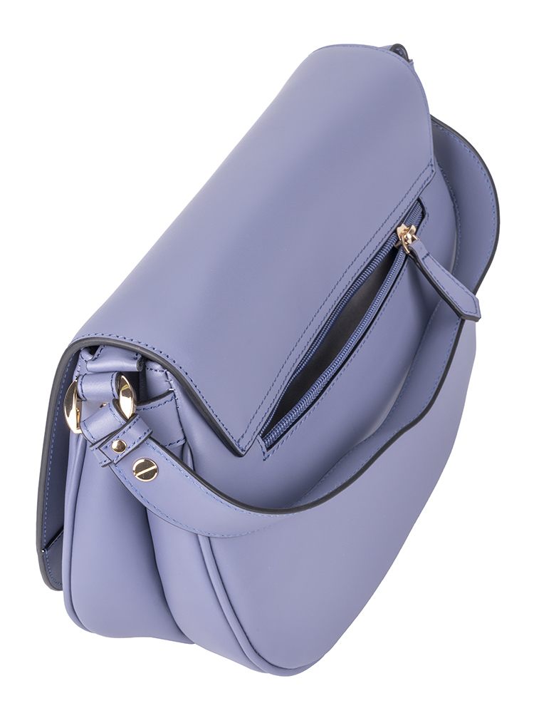 Polo Box Calf Flapover Shoulder Bag - Blue